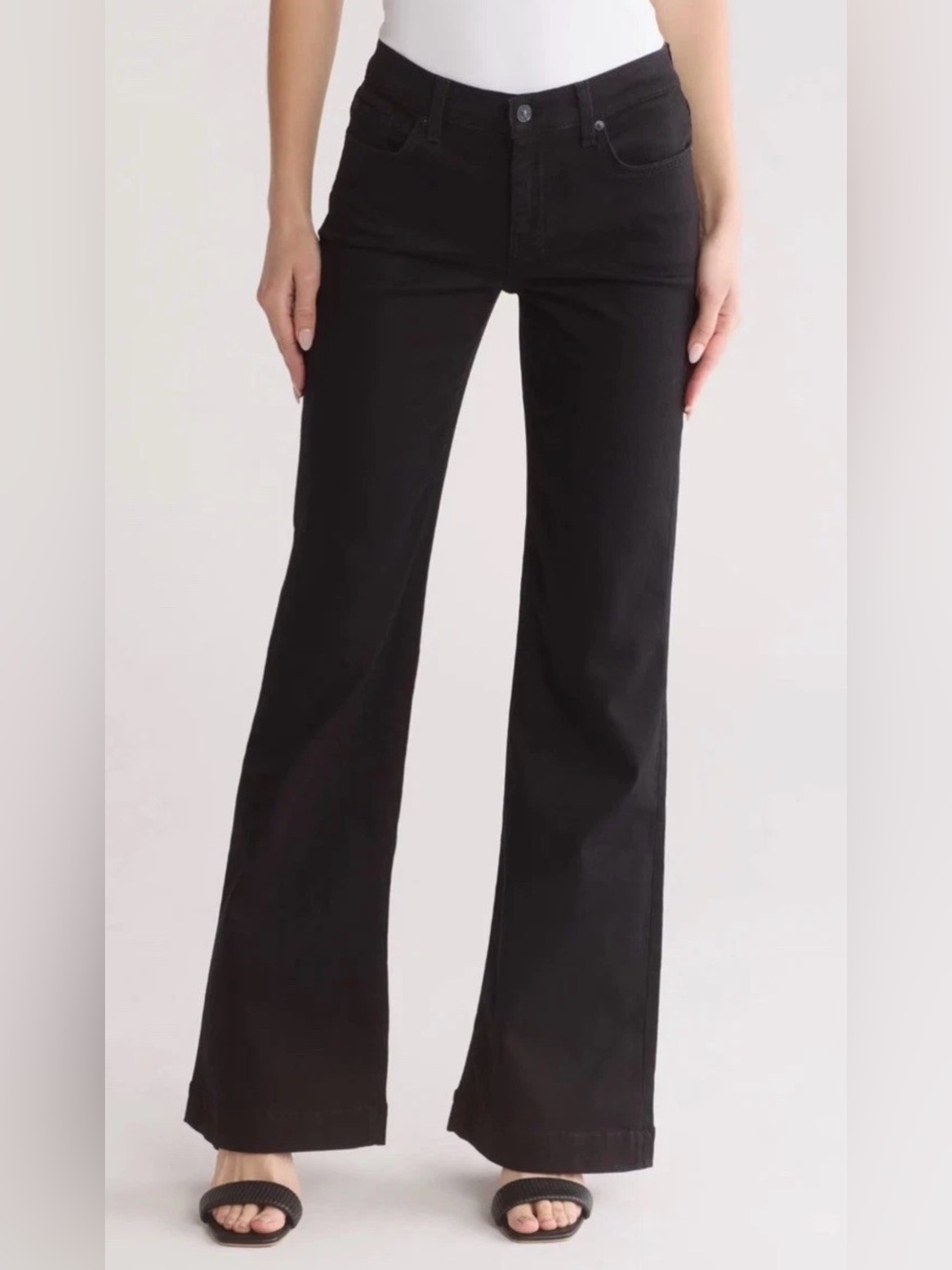 7 for All Mankind Dojo Mid Rise Flared Jeans In Night Black Women’s Sz 28 NWT